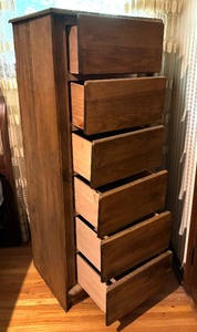 lot 183 image: Tall Six Drawer Wooden Dresser