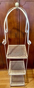 lot 135 image: Vintage White Metal Display  Storage Shelves
