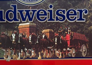 lot 17 image: Mirrored Budweiser Wall Hanging Mirror