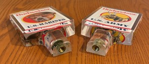 lot 212 image: Two Vintage U.S. Army and U.S. Marines Budweiser Beer Tap Handles