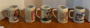 lot 222 image: Five Fabulous Budweiser Steins  Mugs
