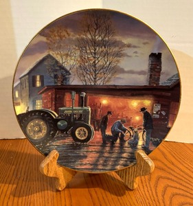 lot 267 image: John Deere Tractor Items including a Collectors Plate and Classic Farm Tractors Book