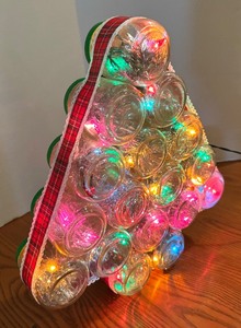 lot 270 image: Vintage Light Up Christmas Tree Made of Jars
