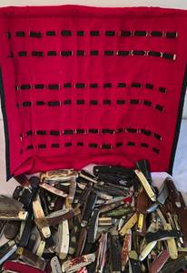 lot 337 image: Folding Knife DisplayStorage Case Plus MANY Folding Pocket Knives