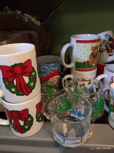 lot 209 image: Christmas Coffee Mugs & Carafe