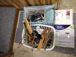lot 262 image: Bag, Bath rugs, Hangers, Weight Watchers Scale, Etc