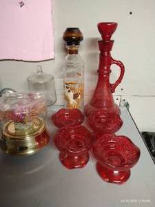 lot 304 image: Red Glass, Decanter, Misc.