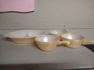 lot 336 image: Fire King Divided Dish & Soup Cups