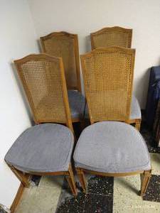 lot 374 image: Four Wood High-Back Chairs