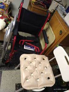 lot 405 image: Wheelchair, Waffle Cushion, Walker & Shower Chair