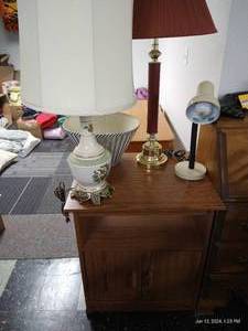 lot 451 image: Three Lamps & Rolling Microwave Table