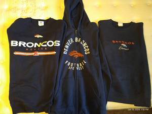 lot 576 image: (3) Denver Broncos ShirtsSweatshirts