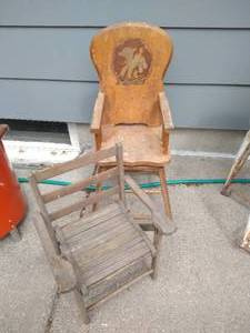 lot 626 image: Vintage Wooden Chair & High Chair