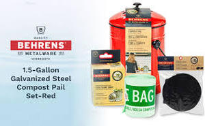 lot 9 image: 1.5 Gallon Galvanized Steel Compost Pail  - Red