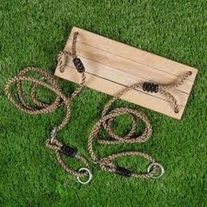 lot 18 image: Hey Play Wooden Flat Bench Specialty Swing for Kids Playset