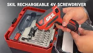 lot 38 image: SKIL Rechargeable 4V Cordless Pistol Grip Screwdriver with 42pcs Bit Set, USB Charger and Carrying Case