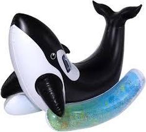 lot 49 image: Members Mark Inflatable Ride On Orca Float Over 5 Feet Long