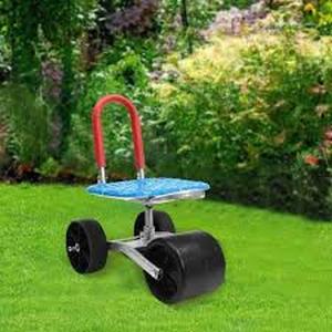 lot 55 image: High-Carbon Steel Garden Cart Rolling Work Seat Outdoor Lawn Yard with Adjustable 360-Degree Swivel Seat