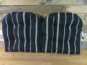 lot 120 image: Jordan Manufacturing 18 in. L x 18 in. W x 4 in. T Outdoor Square Wicker Seat Cushion in Pursuit Shadow (2-Pack)
