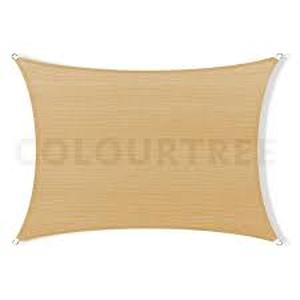lot 121 image: COLOURTREE 12 ft. x 8 ft. 190 GSM Beige Rectangle Sun Shade Sail Screen Canopy, Outdoor Patio and Pergola Cover