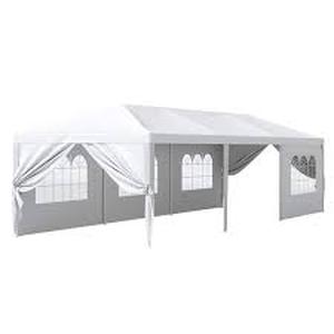 lot 129 image: 10 ft. x 30 ft. White Tent Patio Camping Party Wedding Tent Canopy with 8 Removable Sidewalls