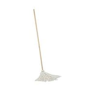 lot 135 image: Boardwalk HandleDeck Mops, #20 White Cotton Head, 54 Natural Wood Handle