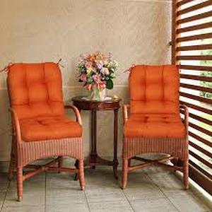 lot 144 image: 42 in. L x 21 in. W x 4 in. H OutdoorIndoor SeatBack Chair Cushion, Set of 2, Burnt Orange