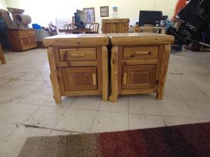 lot 5 image: Pair of Rustic Lonesome Cottage Wooden Nightstands