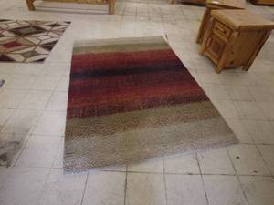 lot 13 image: Rectangular Multi-Colored Striped Area Rug