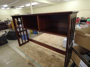 lot 40 image: Dark Wood Hutch with Open Shelving