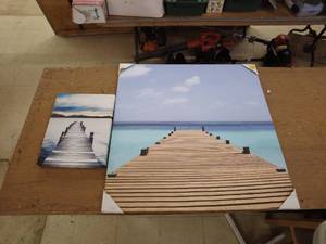 lot 79 image: Set of 2 Canvas Prints Featuring Scenic Pier Views