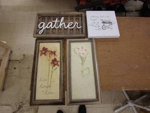 lot 80 image: Lot of 4 Inspirational and Floral Wall Art Pieces