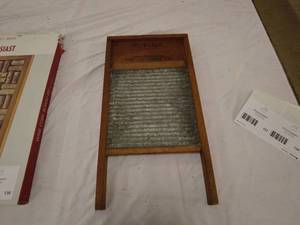 lot 135 image: Vintage R-J L-Jid Washboard by The J. R. Clark Co.