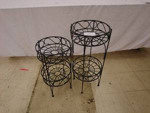 lot 148 image: Set of 2 Decorative Wire Plant Stands