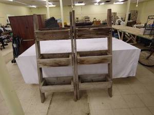 lot 150 image: Pair of Rustic Wooden Ladder Shelves