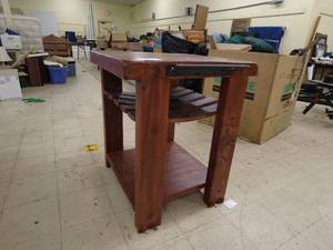 lot 151 image: Rustic Wooden Side Table with Metal Accents