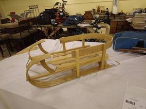 lot 170 image: Handcrafted Wooden Sled