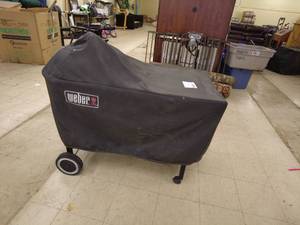 lot 171 image: Weber Charcoal Grill & Propane Smoker with Rolling Cart and Cover
