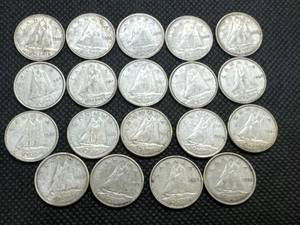 Nineteen 1967 or earlier Silver Canadian Dimes