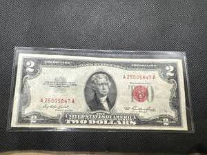 1953 Red Seal $2 Bill in Protective Sleeve