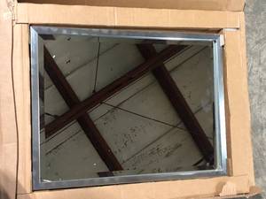 Hera 19 in. x 25 in. Modern Rectangle Framed Chrome Bathroom Vanity Mirror by Amanti Art Customer Returns See Pictures