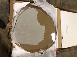 Otto 36 in. GoldWalnut Round Glass Top Coffee Table by Meyer&Cross Customer Returns See Pictures