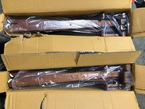 Lot of 2 American Trails 18 in. Extra-Wide Mission Oak Wood FrameNatural Canvas Seat Folding Directors Chair   Customer Returns See Pictures