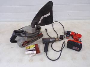 lot 71 image: Sander, Heat Gun and Cordless Drill