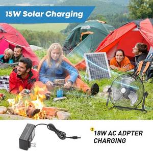 lot 8 image: Guochi 12 Battery Operated Fan with 15W Solar Powered