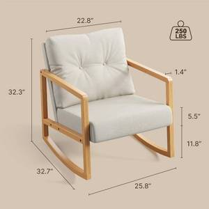 lot 15 image: Gizoon Rocking Chair with Solid Wood Legs and Upholstered Seat and Backrest