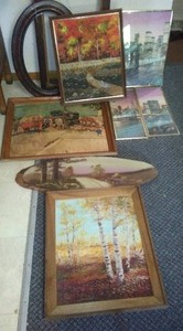 lot 595 image: Prints, Oil, Frames.