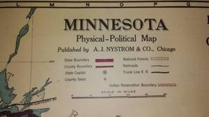 lot 598 image: Minnesota Map Roll-up. Excellent.