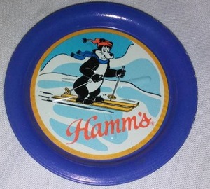 lot 635 image: Hamms Beer Coaster-metal, rare.
