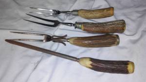 lot 654 image: Antler Forks And Honing Bar.